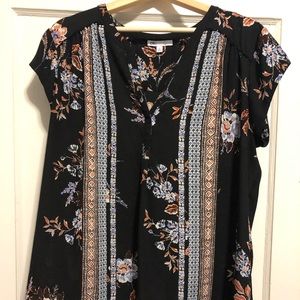DR2 Blouse in black floral print
